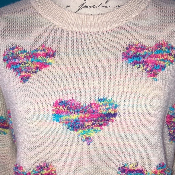 🎉4 for $20 SHEIN Drop Shoulder Heart Pattern Sweater, Medium - Picture 2 of 6